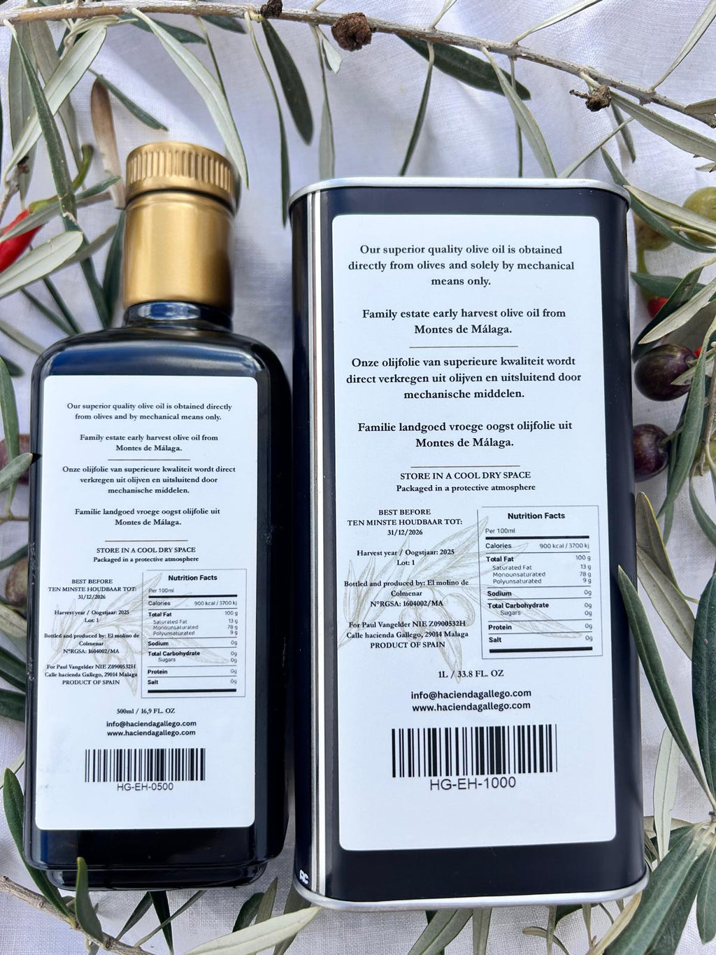 Pakket 500ml+1000ml olijfolie (EVOO)